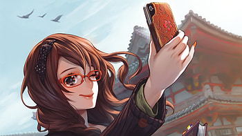Anime Girl Taking Selfie, anime-girl, anime, artist, artwork, digital-art, deviantart HD wallpaper