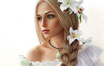 ✽, Woman, Blonde, Butterfly, Makeup HD wallpaper