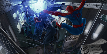 Spiderman And Venom Fighting, spiderman, venom, artist, artwork, behance, superheroes HD wallpaper