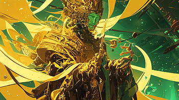 Golden Guardian: A Stunning Sci-Fi Ultra, Sci Fi, fantasy, Digital Art, character design, vibrant colors HD wallpaper