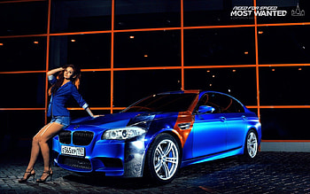 Blue Bmw, Need For Speed, Model, Car, Babe HD wallpaper