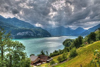 Nature, View From Above, Alps, Switzerland, r, Lake Walensee, Lake Valensee HD wallpaper