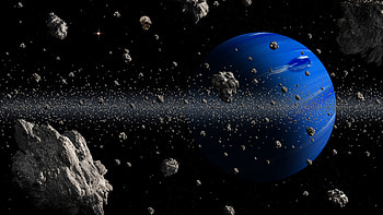 Planet Steroids Space Blue Asteroid Belt HD wallpaper