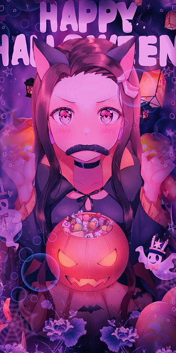 NEZUKO-CHAN, magenta, halloween, Nezuko, Demon Slayer, anime HD phone wallpaper