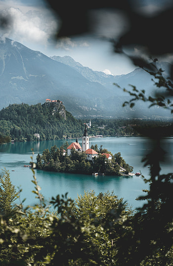 Nature, Mountains, Lock, Lake, Island HD phone wallpaper
