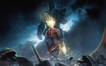 Captain Marvel Vs Thanos, captain-marvel, superheroes, artwork, digital-art, artstation HD wallpaper
