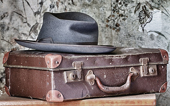 Background, Miscellanea, Miscellaneous, Hat, Suitcase HD wallpaper