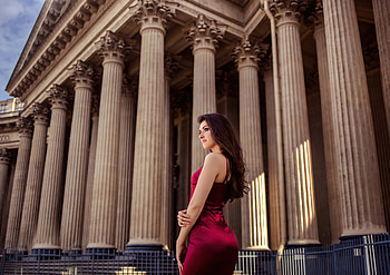 Girl Red Dress Looking Into Distance , red-dress, girls, model HD wallpaper