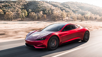 Red, sports car, Tesla Roadster HD wallpaper