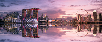 Singapore Skyline, Beautiful reflection, Ultra background, Singapore scenery HD wallpaper