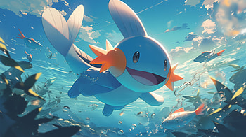 Mudkip Underwater Adventure - Anime Pokémon, Anime, Pokemon, Mudkip (Pokémon), underwater HD wallpaper