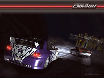 need for speed carbon-chasing, night, racing, car, chasing, need for speed, video game, violet, game, entertaniment, need for speed carbon, nfs, back to back HD wallpaper