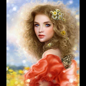 Orange Smile, cg, fantasy, pretty, girl, beauty, female HD wallpaper
