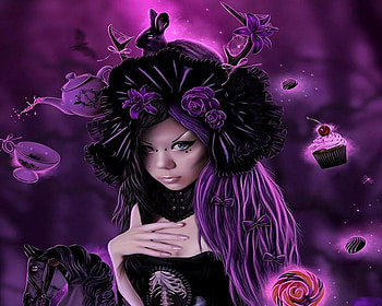 purple cookie girl, purple, cookie, girl, fantasy HD wallpaper