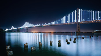 The western span of the San Francisco Bay Bridge at night, man made, Bay Bridge HD wallpaper