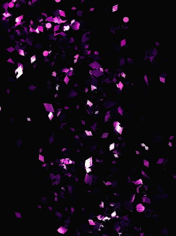 Dynamic purple confetti scattered on a dark black background offers a festive and modern feel. HD phone wallpaper