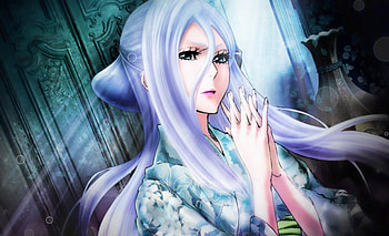 Sode No Shirayuki, zanpakutou, kimono, blue eyes, long hair, bleach, anime, white hair, female HD wallpaper