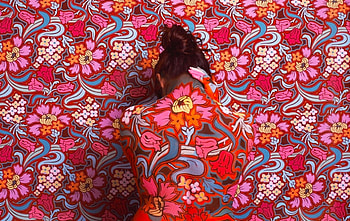 Girl in front of quilt_Bodypaint, colorful, bodypaint, graphy, art, girl, beautiful, serene, nice, woman, digital, fantasy, pretty, quilt, female HD wallpaper