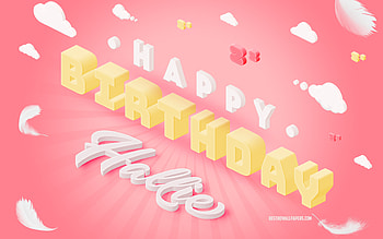 Happy Birtay Hallie, 3d Art, Birtay 3d Background, Hallie, Pink Background, Happy Hallie birtay, 3d Letters, Hallie Birtay, Creative Birtay Background HD wallpaper