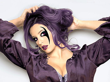 Keeley Hazel, Purple Hair, Purple, Beauty HD wallpaper