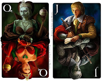 Cards of Life and Death, artwork, cards, fantasy, jack, queen HD wallpaper