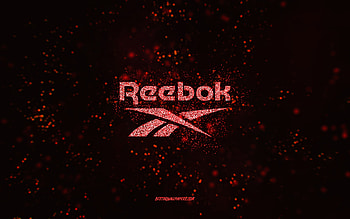 Reebok glitter logo, , black background, Reebok logo, red glitter art, Reebok, creative art, Reebok red glitter logo HD wallpaper