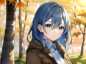 A girl in a forest in autumn, AI Art, Anime, girl, anime girl HD wallpaper