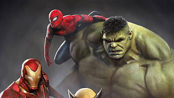 Iron Man Hulk Spiderman Wolverine , iron-man, hulk, spiderman, wolverine, superheroes, marvel HD wallpaper