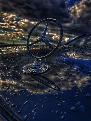 Mercedes Logo, cloud, liquid HD phone wallpaper