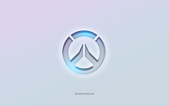 Overwatch logo, cut out 3d text, white background, Overwatch 3d logo, Overwatch emblem, Overwatch, embossed logo, Overwatch 3d emblem HD wallpaper