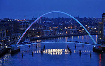 Cities, England, Early Winter Evening, Millennium Bridge, Newcastle HD wallpaper