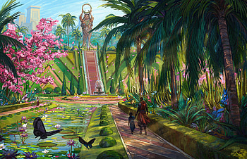Enchanted Realm: A Fantasy Journey Through Lush Gardens -, fantasy, people HD wallpaper