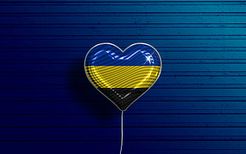 I Love Gelderland, , realistic balloons, blue wooden background, Day of Gelderland, dutch provinces, flag of Gelderland, Netherlands, balloon with flag, Provinces of Netherlands, Gelderland flag, Gelderland HD wallpaper