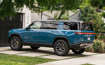 2022, Rivian R1S, , rear view, exterior, side view, new blue Rivian R1S, luxury SUV, Rivian HD wallpaper