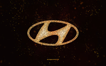 Hyundai glitter logo, , black background, Hyundai logo, yellow glitter art, Hyundai, creative art, Hyundai yellow glitter logo HD wallpaper