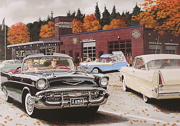 A New Car, chevolet, car, garage, chevy, 57, oldsmobile HD wallpaper