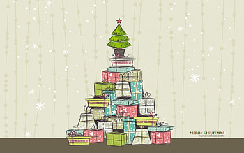 Christmas illustration of christmas presents and tree, and, Presents, Christmas, Tree, of, Illustration HD wallpaper