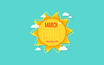 2022 March Calendar, , creative sun, paper art, background with the sun, March, blue sky, 2022 spring calendars, March 2022 Calendar HD wallpaper