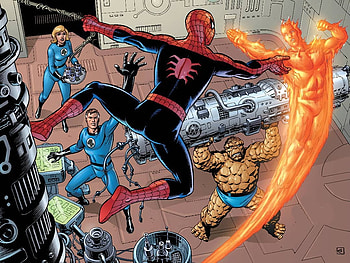 Fantastic Four and Spiderman, Fantastic Four, Superheroes, Comics, Spiderman, Marvel HD wallpaper