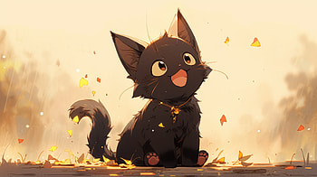Charming Black Cat - Autumn Whispers, Black Cat, Animal, cat HD wallpaper