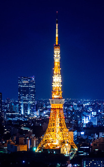 Midnight Tokyo Tower Golden Tokyo Glow : Tokyo Tower, Tokyo, Japan, man made, Tokyo Tower HD phone wallpaper
