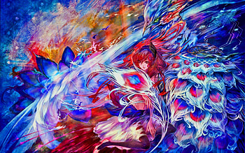 Lotus and Phoenix, women, phoenix, anime, manga HD wallpaper