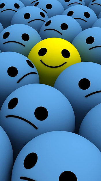 Sad Smile, Blue Theme, Background, smiley balls HD phone wallpaper