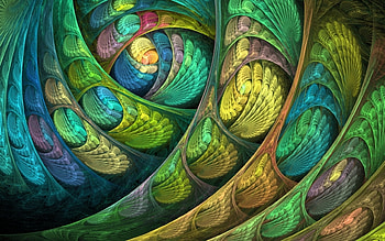 Fractal Feathers, colors, fractal, feathers, green HD wallpaper