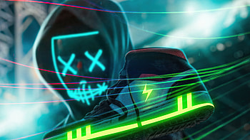 Sneaker Guy , mask, neon, artist, artwork, digital-art HD wallpaper