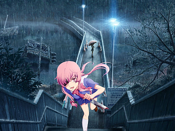 Gasai Yuno, rain , rainy HD wallpaper