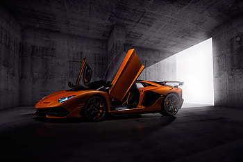 Orange Lamborghini Aventardor SVJ, lamborghini-aventador-svj, lamborghini-aventador, lamborghini, cars HD wallpaper