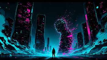 Futuristic Cityscape: Ultra, futuristic city, neon lights, silhouette, abstract design HD wallpaper