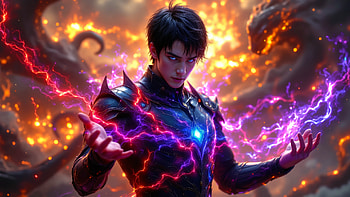 Stormborn Sorcerer – Master of Elemental Chaos, anime boy, Power Man, fantasy warrior, glowing eyes HD wallpaper