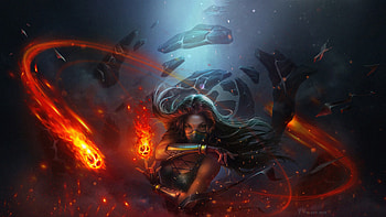 Fire Lord Girl , fire, fantasy, artist, artwork, digital-art, artstation HD wallpaper
